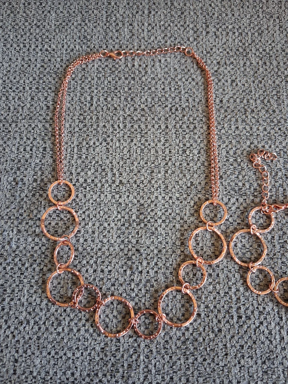 Rose Gold Circle Link Necklace and Bracelet Set